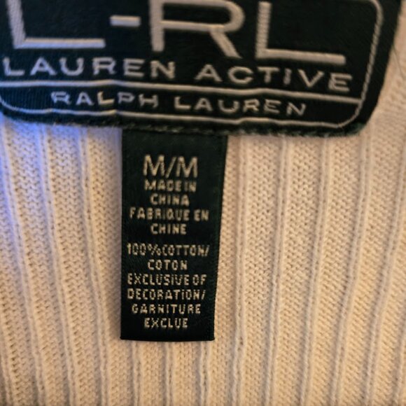 LAUREN RALPH LAUREN ACTIVE RIBBED SWEATER SNAP FRONT MEDIUM 100% COTTON CLASSIC - Picture 10 of 12